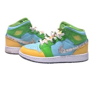Nike Air Jordan 1 Mid SE Shoes Youth Size 5Y Recycled Grind Swoosh DX4370-400